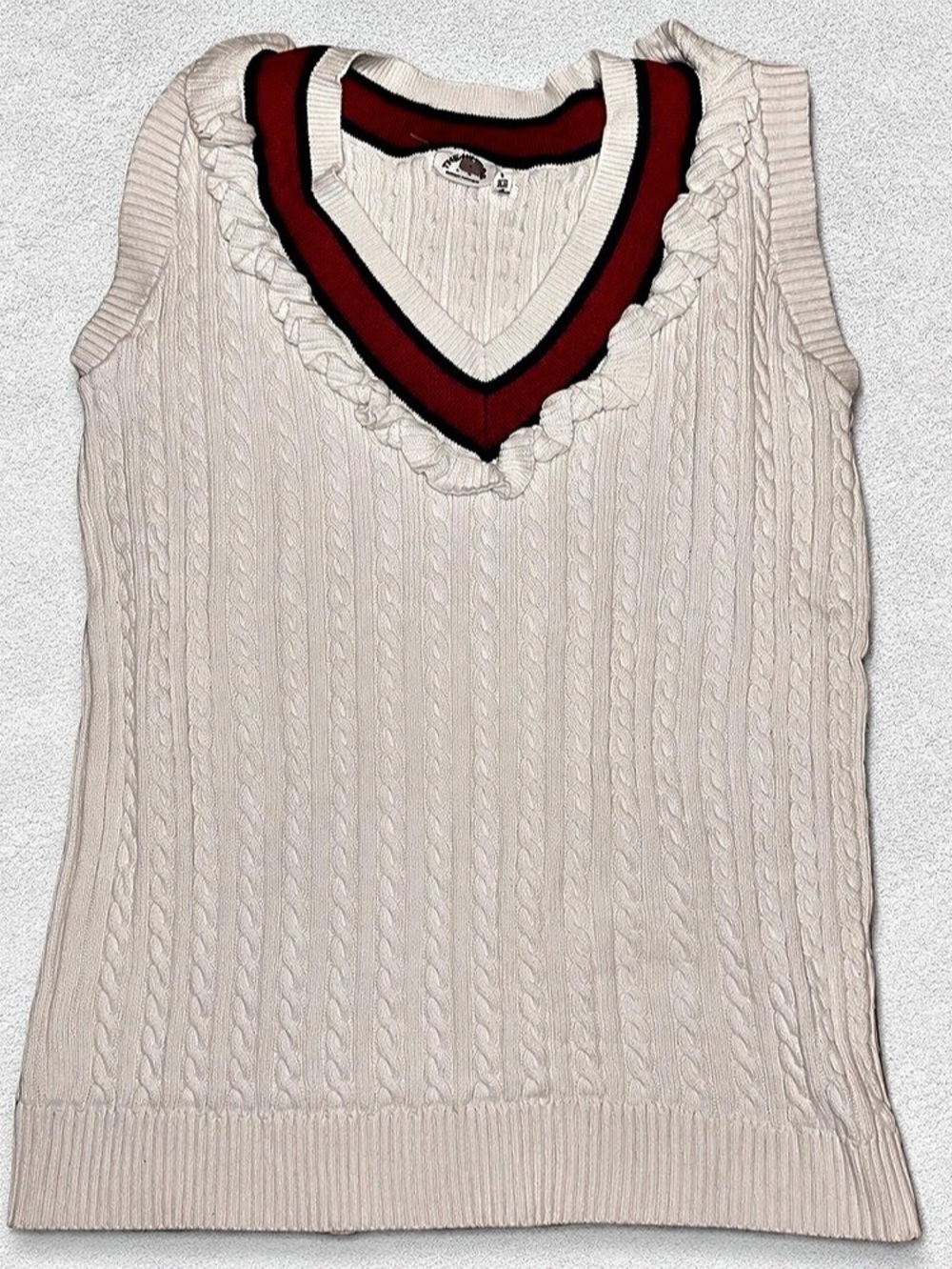 The Upside Cable Knit V-Neck Vest Cream Size Large (US 10)
